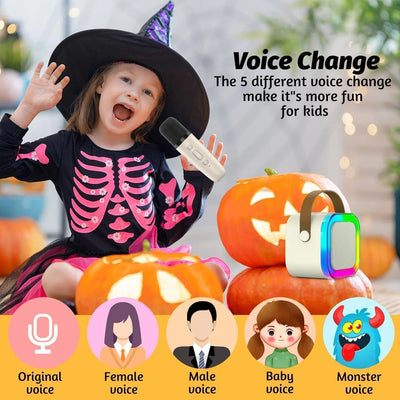 2 Mic Wireless Karaoke Speaker with Dual Mic, 6W Bluetooth Speaker with RGB Lighting for Party & Kids