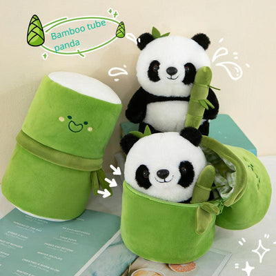 Reversible Bamboo Panda Plush Toy – Soft Toys for Kids, Cute Panda Stuffed Animals, Plushies for Girls, Panda Teddy with Bamboo bag, Soft Toys for Baby Girl, Small Soft Plushies for Baby Boys , size 30 cms
