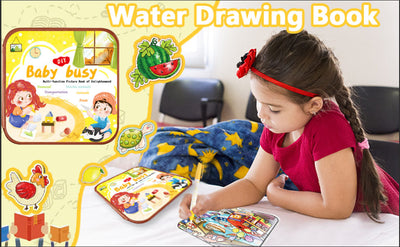 2 In 1 Magic Water Drawing Book & Busy Book For Children With 1 Magic Pen, Educational Learning Toys For Toddlers 3+ Age